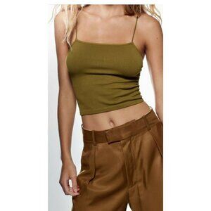 Zara Seamless Crop Top Bright olive  Green NWT xs/s